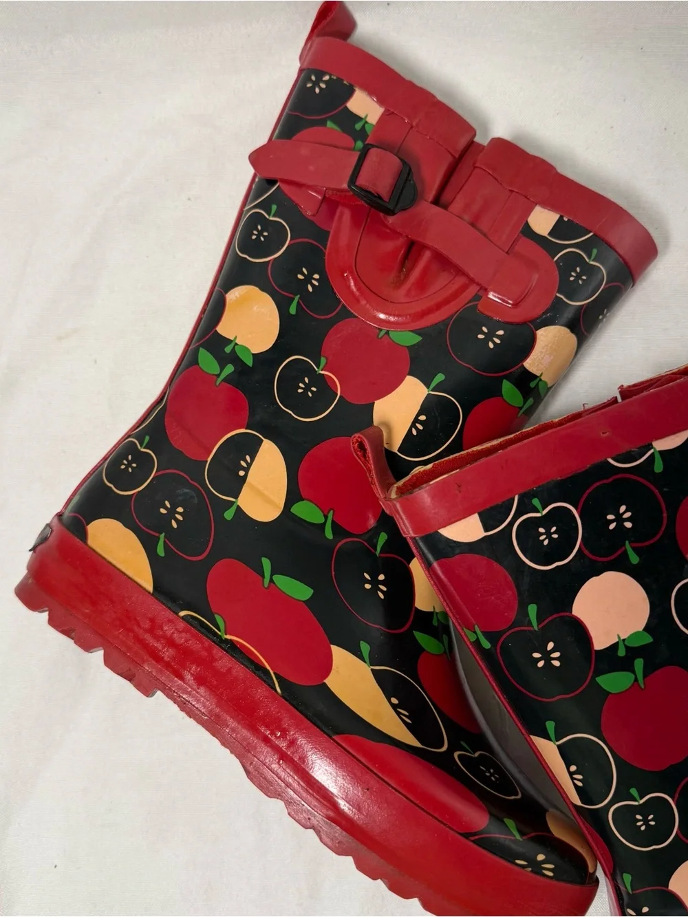 Gymboree Apple Print Rain Boots Kids Size 1